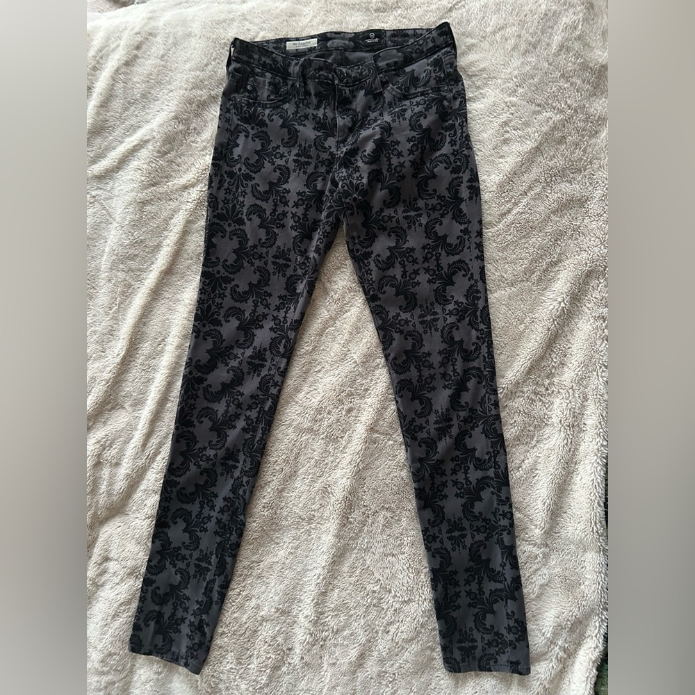 AG skinny pants with floral print, made in USA